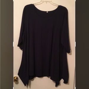 SIZE 3X 22-24. WOMENS PLUS SIZE NAVY BLUE 3/4 S. SCOOP NECKLINE, TUNIC BLOUSE.